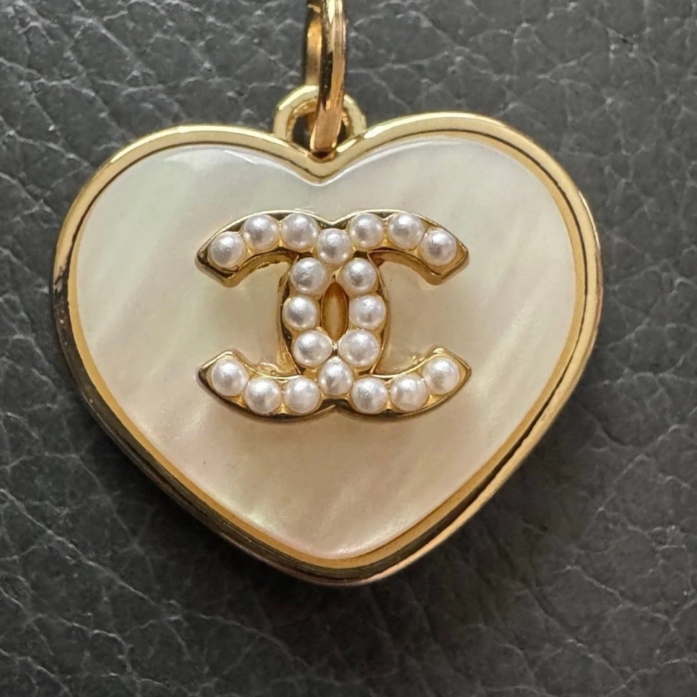 CHANEL Gold and Cream Heart Pendant